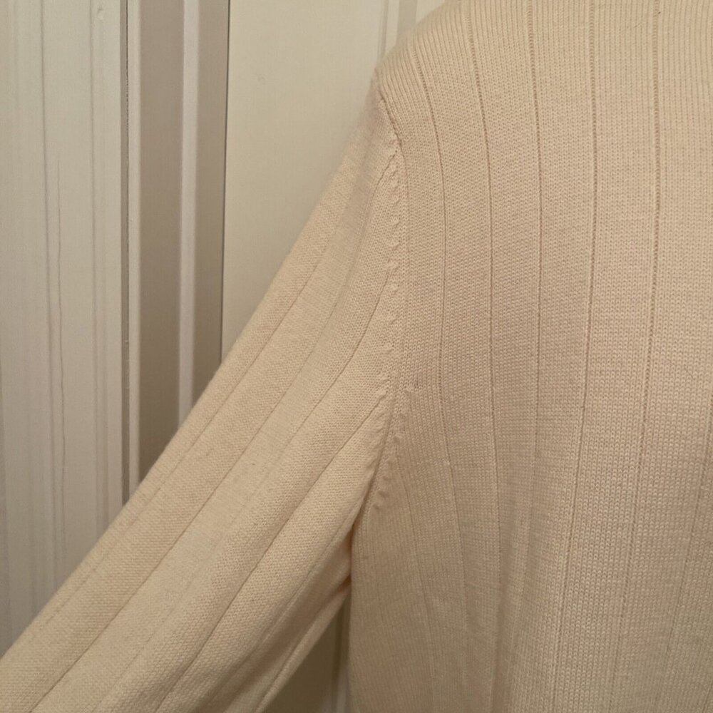 Banana Republic 1/4 Button Mock Neck Sweater Mens L Italian Yarn Merino Wool Tan - Picture 5 of 16